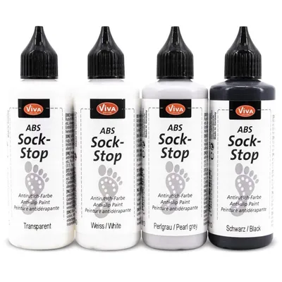 Produktbild von Viva Decor ABS Sock-Stop Antirutsch-Farbe Set Black is Beautyful, 4 x 82 ml, Textilfarbe für Socken, Hausschuhe und Teppiche, waschbar bei 30 °C