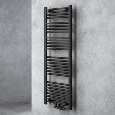Image de doporro Radiateur de Salle de Bain Sèche-Serviette 140x50cm Radiateur Tubulaire Vertical Chauffage à Eau Chaude Gris-Noir