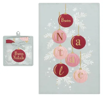 Productafbeelding van KASANOVA 1 kerstbal, set van theedoeken en vaatdoeken met mallowprint, polyester