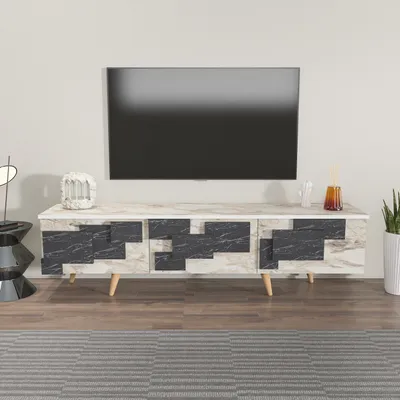 Produktbild von Skye Decor, 3 D - White, Marble, Fernsehtisch, Weiß, 100 % MELAMINBESCHICHTETE SPANPLATTEN, 160 x 35 x 45 cm