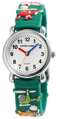 Produktbild von Excellanc Kinder Armbanduhr aus Silikon mit Hubschrauber Motiven