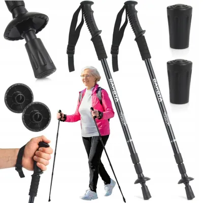 Produktbild von DAKOTA Nordic Walking Stöcke, teleskopisch verstellbar 64-135 cm, schwarz