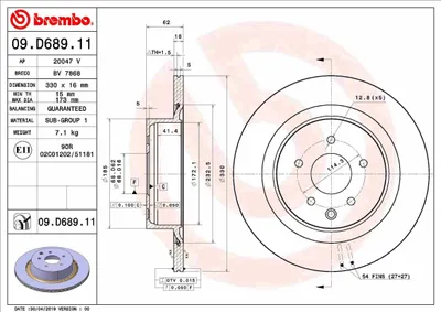 Zdjęcie produktu dla Tarcza hamulcowa BREMBO 09.D689.11