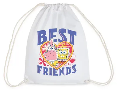 Produktbild von Spreadshirt Spongebob Schwammkopf Und Patrick Beste Freunde Turnbeutel, One size, Weiß