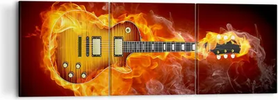 Produktbild von Bild auf Leinwand - Leinwandbild - Feuer Gitarre Instrument - 120x40cm - Wand Bild - Wanddeko - Leinwanddruck - Bilder - Kunstdruck - Wanddekoration - Leinwand bilder - Wandkunst - CA120x40-0197