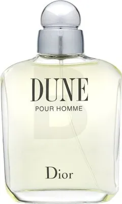 A clear studio shot of a bottle of Christian Dior Dune pour Homme eau de Toilette.