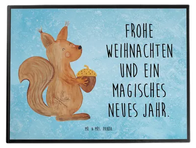 Produktbild von Mr. & Mrs. Panda schreibtischunterlage Eichhörnchen Weihnachtszeit - Eisblau - Geschenk, malunterlagen, schreibtischmatte, Frohe Weihnachten, Wintermotiv, Guten Rutsch