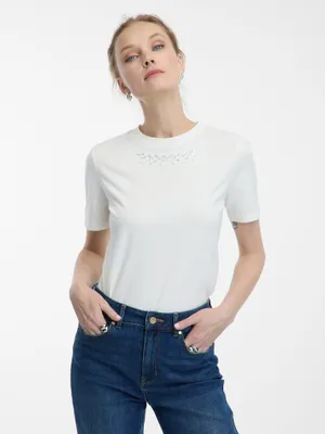 Produktbild von Orsay Weißes Damen-T-Shirt mit Applikation S