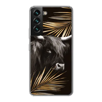 Produktbild von MuchoWow® Handyhülle Schutzhülle Hülle für Samsung Galaxy S22 Plus Schottischer Highlander - Blätter - Gold Silikon Softcase Handy Hülle - Schutzabdeckung