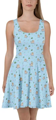 Produktbild von Mr. & Mrs. Panda Sommerkleid Otter Stein S - Blau - Geschenk, Damen-Sommerkleid, Shirtkleid, Grüßen, Kleid, Seeotter See, A-Linien-Kleid, Freizeitkleid, Pflanzen