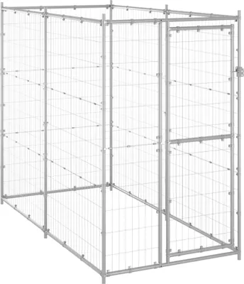 Image de Chenil extérieur pour chiens Acier galvanisé 110x220x180 cm