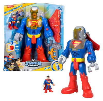 Produktbild von Fisher-Price Imaginext DC Super Friends eingesetzter Superman mit Exo-Anzug als Roboter mit Lichtern und Geräuschen, 6 Teile, 3 Jahr(e), Mehrfarbig, Kunststoff