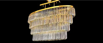 Image de Lustre Plafond Suspension de luxe Cristal Or Salon Lustre