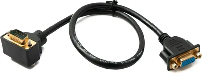 Produktbild von SYSTEM-S D Sub15 Kabel 50 cm HD VGA 15 Pin Stecker zu Buchse DB15 Winkel Down Angled