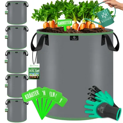 Produktbild von KESSER® Pflanzsack aus Vlies mit Namensschildern, Sichtfenster & Griffen – ideal für Gemüse, Blumen & Obst