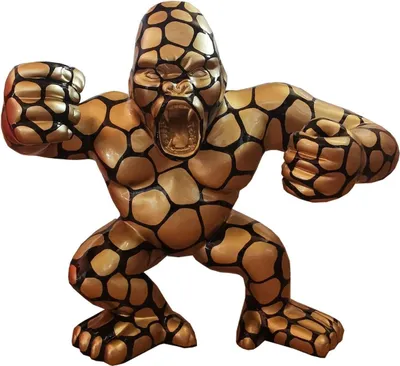 Image de Casa Padrino Sculpture décorative Gorille Or / Noir 214 x 100 x H. 185 cm - Figurine décorative résistante aux intempéries - Décoration de terrasse de jardin