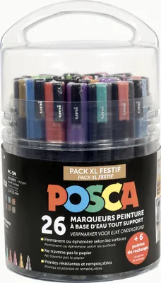 Produktbild von POSCA Pigmentmarker "Pack XL Festif" 26er Set sortiert wasserfest