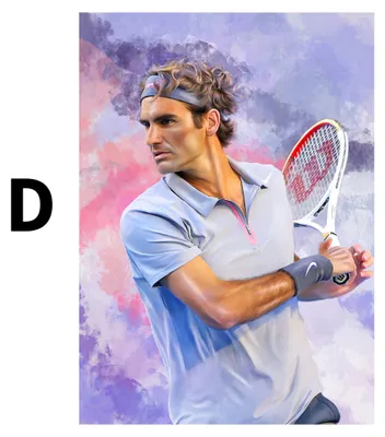 Produktbild von Poster Tennis Spieler Roger Federer · Geschenkidee · Deko Print ohne Rahmen · Motiv D · 60 × 90 cm
