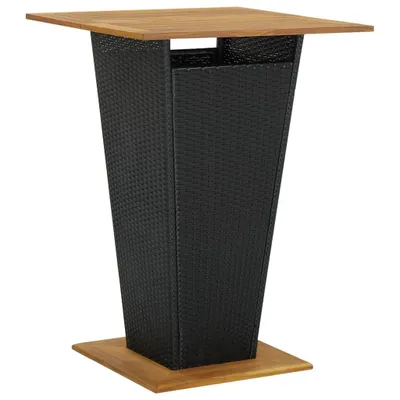 Obrázek produktu pro Barový stůl černý 80 x 80 x 110 cm polyratan a masivní akácie