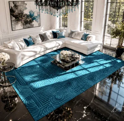 MEGHAN LALEE Belladonna 600 Teppich Petrol, im Wohnraum 1