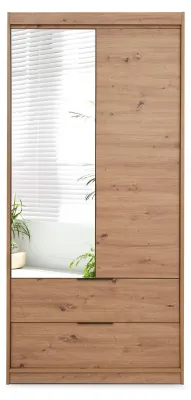 Produktbild von Masseno Drehtürenschrank AKALI 103/213/60 cm 2-türig mit Spiegel Eiche Artisan
