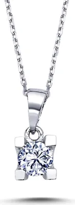 Productafbeelding van Halsketting met een 0,30 karaat diamant en een hanger van 14 karaat witgoud
