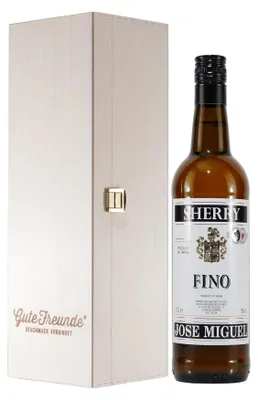 Produktbild von Jose Miguel Sherry -Fino- mit Geschenk-Holzkiste