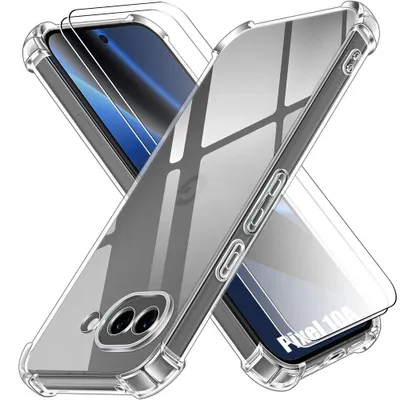 Image de Coque + 2 Verres Trempés pour Google Pixel 10a, Silicone Antichoc Slim Coins Renforcés Transparent