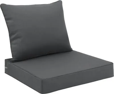 Image de Set de coussins d'extérieur pour fauteuils en rotin/corbeille, coussins de dossier pour meubles de terrasse, imperméables et grand teint Coussins de chaise, set de 2 (1x coussin 56*56*10cm + 1x dossier 47x56 cm),Gris foncé