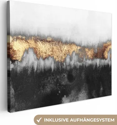 Produktbild von MuchoWow® - Leinwandbilder - Gold - Chic - Abstrakt, Wandbild, Wanddeko Bilder Wohnzimmer, 40x30 cm