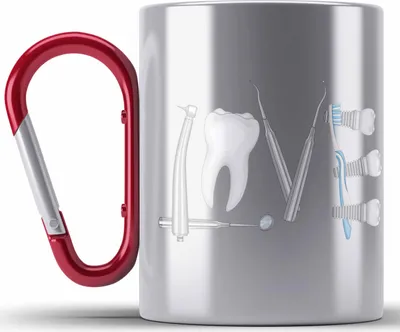 Produktbild von Trendation - Zahntechniker Zahnmedizinische Fachangestellte Edelstahl Tasse Karabiner Geschenk Zahnarzt Lustig Praxis Geschenkidee Zahnarzthelferin Zahntechniker Zahnärztin - Love (Rot)
