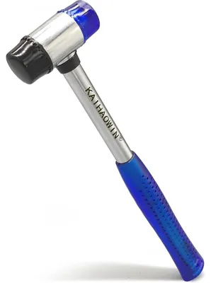 Produktbild von Gummihammer 25 mm Doppelkopf Schonhammer mit rutschfestem Griff blau