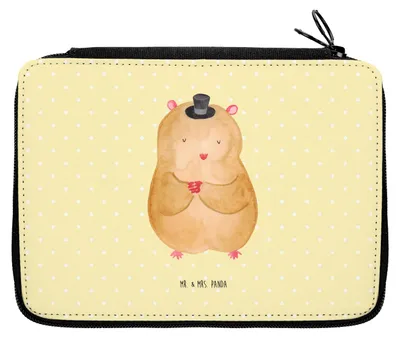 Produktbild von Mr. & Mrs. Panda Etui Hamster Hut - Gelb Pastell - Geschenk, Magier, Federtasche, Bleistiftetui, Zauberer, Federmäppchen, Zylinder, Schlampermäppchen, Lustige Sprüche