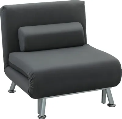 Obrázok produktu pre HOMCOM-Sedačka na spanie - imitácia zamatu (100% polyester), oceľová-75L x 70W x 75H cm-tmavosivá