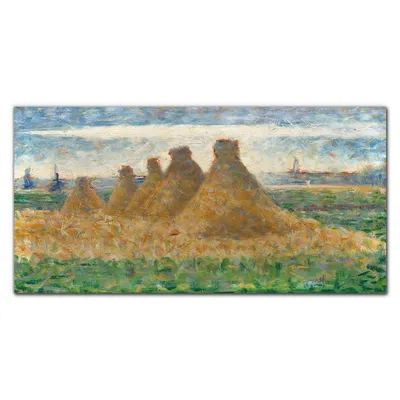 Produktbild von Coloray - Bild aus Glas - 120x60 cm - wanddekoration Küche glasblock mit bild Dekoration wohnzimmer gehärtetes Glas - Heuschober Seurat