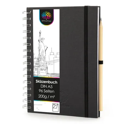 Immagine prodotto di OfficeTree Sketchbook A5 formato verticale con rilegatura a spirale Sketchbook acquerello