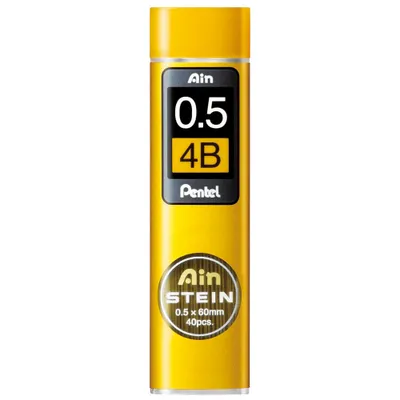 A yellow cylindrical container of mechanical pencil lead.
