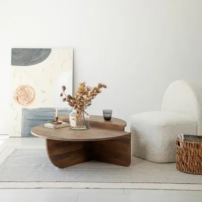 Produktbild von Skye Decor, Hochwertiges Kaffeetisch-Set (2 Teile), Walnuss, 90 x 30 x 60 cm & 85 x 30 x 35 cm | 100% Massivholz Kiefer | Modernes Design für stilvolle Wohnräume.