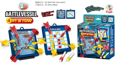 Produktbild von 2-in-1 Battleship und Vier Gewinnt - Tragbare Spielkoffer mit Magnetdarts für strategischen Spielspaß