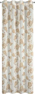 Produktbild von EUROFIRANY | Vorhang - 140 x 250 cm - beige Blumen - weiß beige - Ösen -Glamour