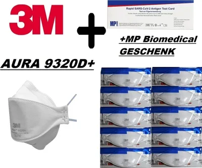 Produktbild von 100x 3M Aura FFP2 Atemschutzmaske 9320D+ ohne Ventil FFP 2 Maske Mundschutz