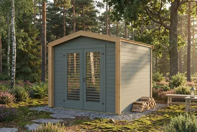 Produktbild von Gartenhaus Killarney, 250x250cm, Grüngrau, 28mm