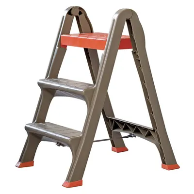 Produktbild von Bama Trittleiter Skala, Kunststoff, Taubengrau, 3 Stufen, rutschfest, bis 130 kg Traglast, 47x70x78 cm
