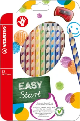 Immagine prodotto di Matita colorata ergonomica per destrimani - STABILO EASYcolors - confezione da 12 pezzi con temperino - con 12 colori diversi