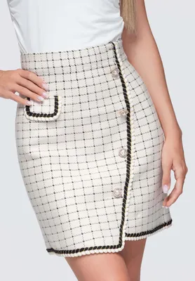 Produktbild von LARICA Damenrock Mini Hochbund Eleganter Stil OW-GL-E0022 beige S/M
