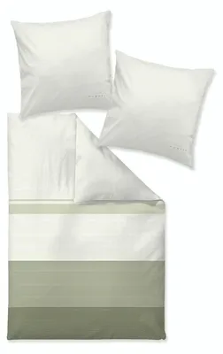 Produktbild von Satin-Bettwäsche - 155 x 220 cm - Grün - Weiß - Baumwolle - mit Reißverschluss