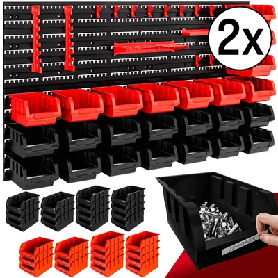 Immagine prodotto di DEUBA® Pannello Preforato Portautensili  86 pz. Box Impilabili Parete Attrezzata Officina Organizer Ampliabile Garage