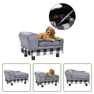 Zdjęcie produktu dla The Living Store Sofa dla psa szara 57x34x36 cm pluszowa