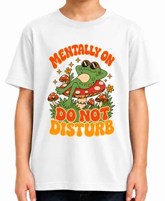 Produktbild von Mentally On Do Not Disturb Frosch Pilz Hippie Statement Sarkasmus Kinder T-Shirt, Weiß, 128