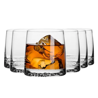 Produktbild von KROSNO Fjord Whiskygläser 6er-Set 370 ml – handgemachte Glas-Gläser für Whisky & Spirituosen, elegantes Design für Tisch, Küche & stilvolles Servieren